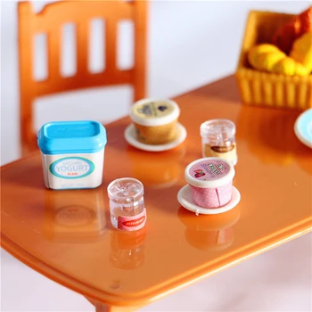 7Pcs Miniatiūriniai Lėlių Jogurto ledų, Pieno, Kiaušinių Desertas Taurės Žaislai, Lėlės Maisto Miniatura Virtuvės Reikmenys