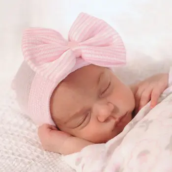 8 Spalvos Naujagimio Kūdikio Mergina Bamblys Nežiūriu Bowknot Ligoninės Kepurės Šilta Kepuraitė Skrybėlė 0-3M