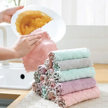 8pcs/daug Namų mikropluošto rankšluosčiai virtuvės Absorbentas storesnis skudurėliu Mikro pluošto servetėlė stalo, virtuvės rankšluosčiu plauti audiniu