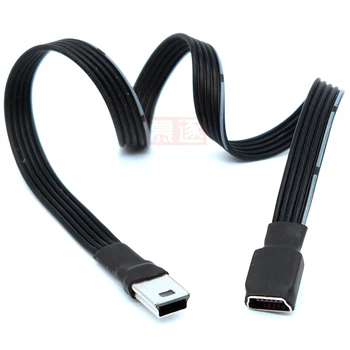 90 4 Laipsnio kampas mini USB Female į Mini B 5 Pin Male kabelio Adapteris 0,25 m