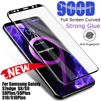 900D Visą Lenktas Grūdintas Stiklas Samsung S8 S9 S6 Edge 10 Plius Apsauginis Stiklas Samsung Note 8 9 S7 Krašto Screen Protector