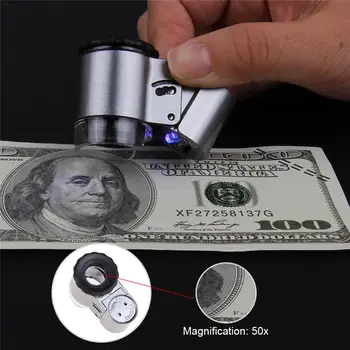 9882A 50X Handheld LED Mini Mikroskopą Papuošalai Didinamojo Stiklo Loupe Su LED šviesos 1PC j3 skyrius