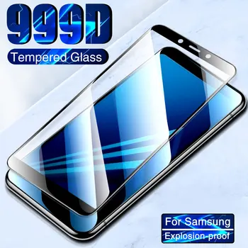 999D Visiškai Padengti Apsaugine Stiklo Samsung Galaxy A7 A8 A5 A6 Plius 2018 M. 2016 m. 2017 J7 J4 J5 J6 J8 Screen Protector, Stiklo Plėvelė