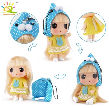 9cm Ddung Mini Suknelė Lėlės korėjos Anime 5 Sąnariai Juda Kūdikis Mielas Vaikams Maišelį raktų Pakabukas 