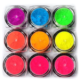 9colors/set Neon Pigmento Nagų Milteliai Fluorescencijos Nagų Blizgučiai Dulkių Ombre Gradientas Blizgučiai 