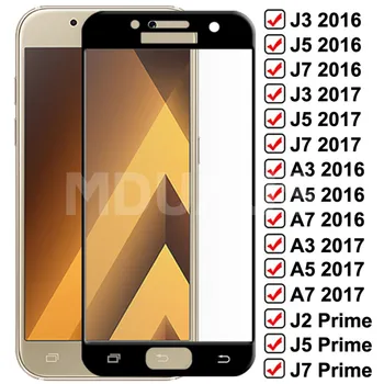 9D Apsauginis Stiklas ant Samsung Galaxy A3 A5 A7 j3 skyrius J5 J7 2016 2017 J2 J4 J7 Core J5 Premjero S7 Screen Protector, Grūdintojo Stiklo