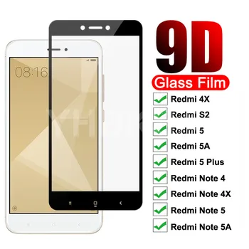 9D Apsauginis Stiklas ant Xiaomi Redmi 4X 5A 5 Plius Grūdintas Stiklas Redmi 4 Pastaba 4X 5 5A Pro Screen Protector, Stiklo Plėvelė Atveju