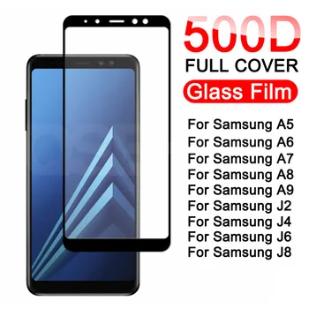 9D Visiškai Padengti Grūdinto Stiklo Samsung Galaxy A6 A8 J4 J6 Plius 2018 A5 A7 A9 J2 J8 2018 Screen Protector Apsauginės Stiklo Plėvelės