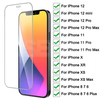 9H Visiškai Padengti Grūdinto Stiklo iPhone 12 11 Pro XS Max X XR Screen Protector, iPhone 8 7 6 6S Plius 5 5S SE 2020 Stiklo Plėvelės