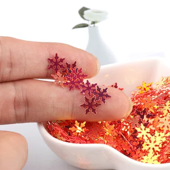 9mm Snow Flake Vaivorykštės spalvų Konfeti Holografinis Kalėdų Kawaii Dervos Meno Intarpai Gėlių Drožlių Kawaii Amatų 10g