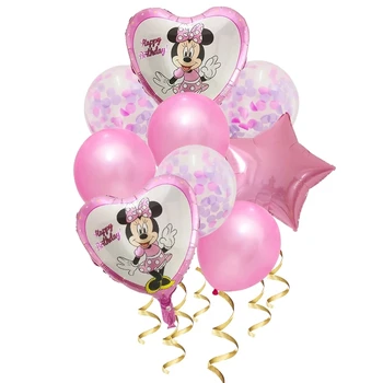 9pcs Mickey Minnie Mouse Ballon Gimtadienio Dekoracijas Star Širdies Balionas Baby Shower Folija Balionai Animacinių filmų Vaikams Žaislas Globos