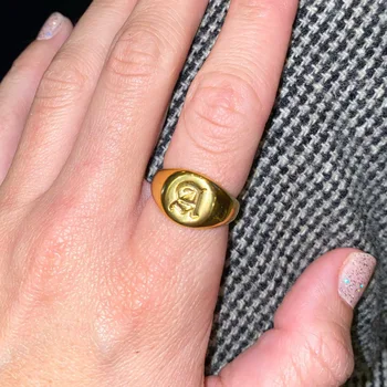 A-Z Pirminio Žiedo Laišką Žiedai, Moterų, Vyrų Derliaus Metalo Abėcėlė Moterų Aukso Žiedas Mados Šalis Madinga Papuošalai Bague Homme
