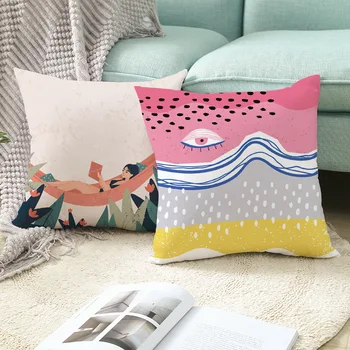 Abstrakčių geometrinių Pagalvėlės, Pagalvės Dangtelis Šiaurės persikas oda pagalvės užvalkalą užsakymą tropinių augalų plauko sofos pagalvėlė padengti populiarus namų
