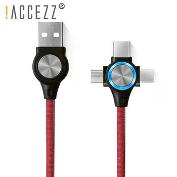 !ACCEZZ 3 in 1, USB Duomenų Kabelis, LED 8 Pin 