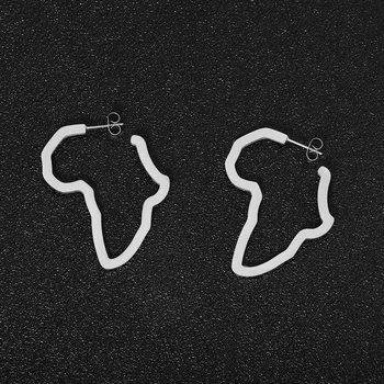 Afrikos Žemėlapis Auskarai, Išpūsti Didelio Linijos Ausies Smeigės Auksas, Sidabras Spalva Afrikos Papuošalai Tradicinių Etninių Hiperbolė Pareiškimas