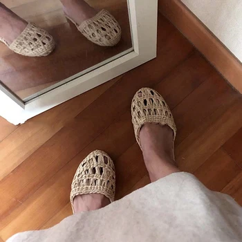 AGESEA vasaros unisex mados namų batai moterų šiaudų šlepetės nauja pora batų, rankų darbo Kinų stiliaus patogūs sandalai -cxlk