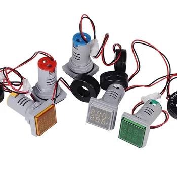 Aikštėje LED Digital Voltmeter Ammeter Signalo Žibintai Voltų Įtampa Srovės Pasirinktinio įvedimo Skaitiklio Indikatorius, Testeris Matavimo AC 60-500V 1-100A