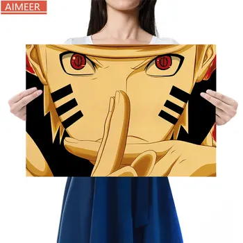 AIMEER Naruto Uzumaki Naruto Anime Simbolių Galvos Nostalgišką Retro Kraftpopieris Plakatas Baras, Kavinė Dekoratyvinis Dažymas 51x36cm