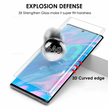 Akcoo 10 Pastaba Screen Protector, Pilnas draudimas UV Stiklo Protecive plėvelės Samsung Galaxy S8 9 Plius 10e pastaba 8 9 5G grūdintas stiklas