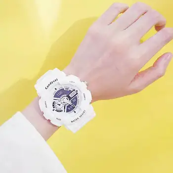 Akrilo Dirželiu Laikrodis Laikrodis LED Watch Vandeniui Moterų Spalvinga Šviesos Studentų Pora Elektroninio Sporto