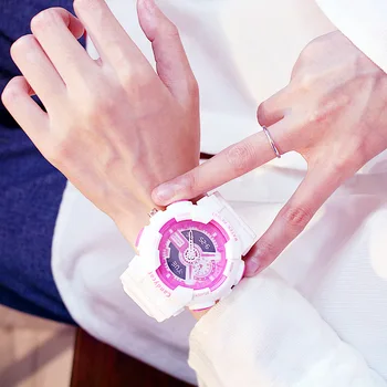 Akrilo Dirželiu Laikrodis Laikrodis LED Watch Vandeniui Moterų Spalvinga Šviesos Studentų Pora Elektroninio Sporto