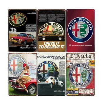 Alfa Romeo Derliaus Apdaila, Garažas Metalo Skardos Pasirašyti Automobilių Sienų Plakatai Retro Apnašas Dekoratyvinės Plokštės Namų Dekoro 20x30cm