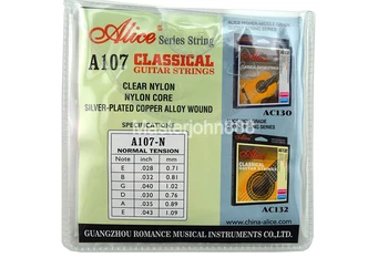 Alice A107-N Clear Nailono Sidabro Padengtą Vario Lydinio Žaizdos Klasikinės Gitaros Stygos 1-osios, 6 Stygos Nemokamai Shippng
