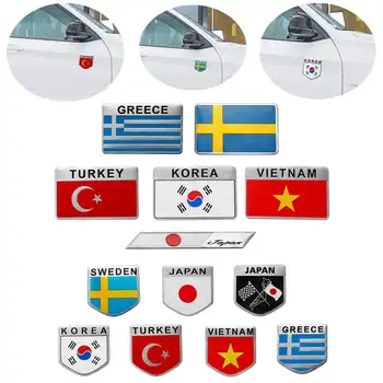Aliuminio Lydinys 3D Automobilių Auto Lipdukas, Decal, Turkijoje, Švedijoje, Graikijoje, Korėjoje, Vietname, Japonijoje Vėliavos Lipdukas, Decal Logotipas Ženklelis