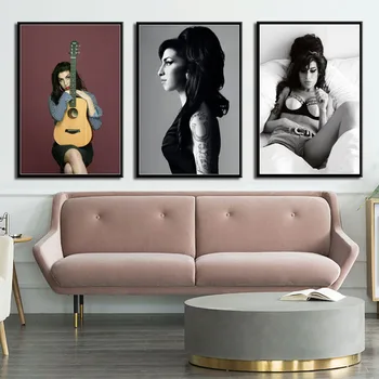 Amy Winehouse Muzikos Dainininkė Žvaigždė Pop Meno Tapybos Aukštos Kokybės Drobė Plakatas Sienos, Namų Dekoro be Rėmelio o441