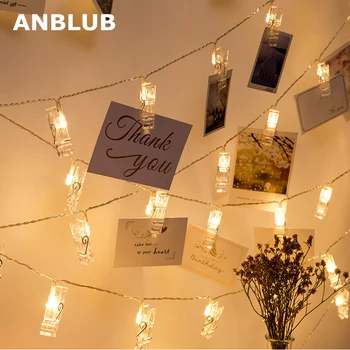 ANBLUB 1,5 M 2M 3M Foto Įrašą Turėtojas LED String žiburiai Kalėdų, Naujųjų Metų Šaliai Vestuvių Namų Puošybai Pasakų žibintai, Baterija