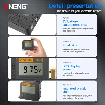 ANENG 168Max Skaitmeninis Ličio Baterijos Talpa Testeris LCD Baterijos Įtampos Testeris, Skaitmeninis Ličio Baterijos Talpa Diagnostikos Įrankis