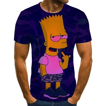 Animacinių filmų 3D Spausdinimo Simpsonų Streetwear vyriški ir moteriški marškinėliai Harajuku T-shirts Juokinga Juokinga Drabužių Paauglys T-shirts