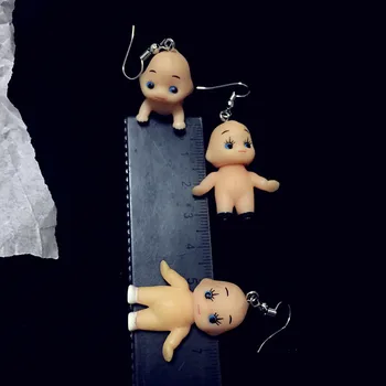 Animacinių filmų Baby Doll Tabaluoti Lašas Auskarai Rankų darbo Mergina Kawaii Auskarai Moterims perdėti Juokingas Cool Papuošalai Dovana Helovinas