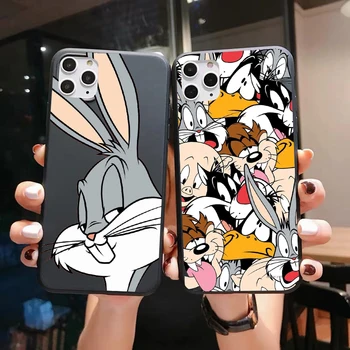 Animacinių filmų Crazy Rabbit TPU Case for iPhone 12mini 6 7 8 Plius 6s Vilkas, Šuo juodas Minkštas Viršelis iPhone Xs X 11Pro 12pro Max XR Coque