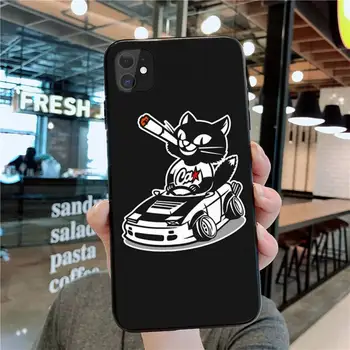 Animacinių filmų JDM Drift Car Katė Telefono dėklas skirtas iPhone 11 pro XS MAX 8 7 6 6S Plus X 5S SE 2020 XR