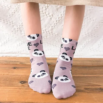 Animacinių filmų kojinės panda gyvūnų spausdinti kawaii mielas korėjos stiliaus moteris katė medvilnės moteris calcetines meias mulher skarpetki calcetas kojinių