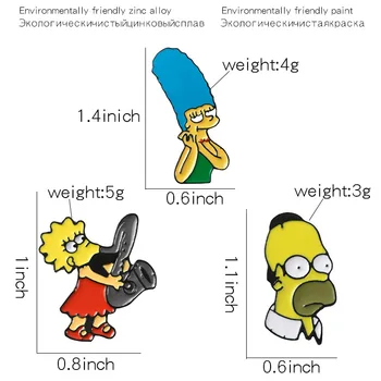 Animacinių filmų kūrybos Simpson kartu sagė ženklelis pin papuošalai, vaikų drabužiai maišelį mielas Simpson ženklelis sagė dovanų didmeninės