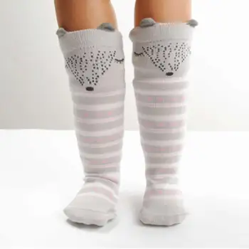 Animacinių filmų Mergaičių kojinės Kelio, didelis kūdikių neslidus kūdikių grynos medvilnės kojinės Berniukams vamzdis juostelės gyvūnų kelio kojinės