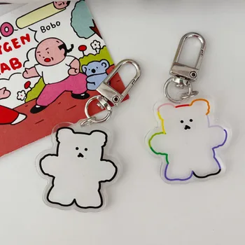 Animacinių filmų Mielas Skaidrus Gummy Bear PVC Keychain Raktų Žiedas Anime Mini Pav Key Chain Mielas pakabukas Mados Pakabukas Vaikams Dovanų