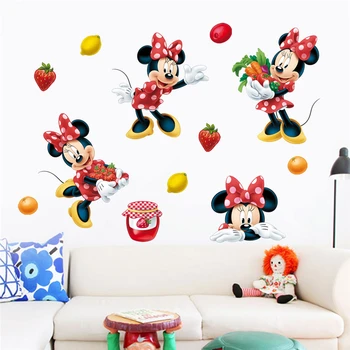 Animacinių filmų minnie daržovių ir vaisių padažu sienų lipdukai vaikams kambariai namų dekoro 