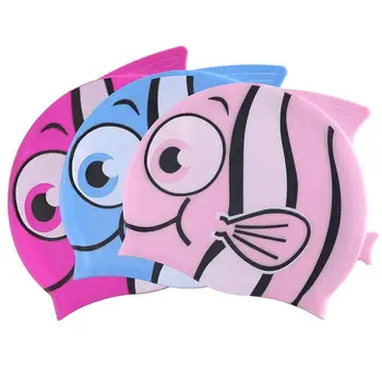 Animacinių filmų Plaukimo kepurės Berniukams, Mergaitėms, vaikams, ausies apsaugoti Silikoninis Vandeniui vaikai piscina Plaukti Baseinas bžūp Mielas žuvies Nardymo skrybėlę