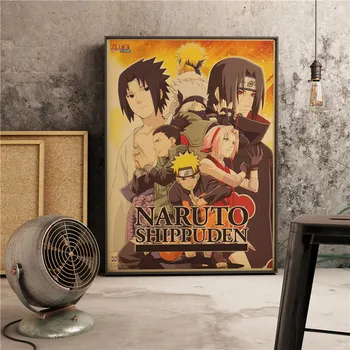 Anime Naruto, komiksų, Animacinių filmų Plakatą, Baras, Vaikų Kambarys Namų Dekoro Naruto Retro Kokybės Drobė, Tapyba Meno Dekoro, Sienų Dekoras A793