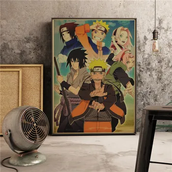 Anime Naruto, komiksų, Animacinių filmų Plakatą, Baras, Vaikų Kambarys Namų Dekoro Naruto Retro Kokybės Drobė, Tapyba Meno Dekoro, Sienų Dekoras A793