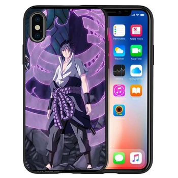 Anime Naruto, Sasuke Minkšto Silikono juoda Telefono dėklas, Skirtas iPhone 5 5S plius 6 7 8 plus X XR XS Max 11 PRO Max SE 2020 m.