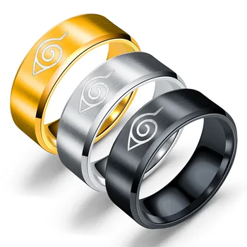Anime Naruto Žiedai Lapų Kaime Logotipas Konoha Nerūdijančio Plieno Hokage Žiedas Vyrams, Moterims, Papuošalai Cosplay Dovanos