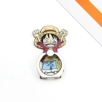 Anime One Piece Luffy Šiaudų Skrybėlę Sanji 360 Laipsnių Metalo Piršto Žiedą Mobiliojo Telefono Išmaniojo telefono Stovas Laikiklis, skirtas 