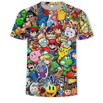 Anime Super Mario 3D spausdinimo mados vyrų ir moterų trumparankoviai marškinėliai minkštos medžiagos lauko atsitiktinis palaidų vyriški T-shirt