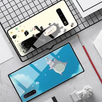 Anime Totoro Ghibli Atkakli Atveju, Samsung Galaxy S20 Ultra S10 5G S10e S8 S9 Plus Grūdintas Stiklas Juodos Coque Telefono Dangtelį