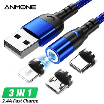 ANMONE USB C Magnetinio Kabelis, Mikro USB Laidas, Greito Įkrovimo Laidą 