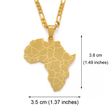 Anniyo Afrikos Žemėlapis Pakabukas Karoliai Moterų, Vyrų, Aukso Spalvos Afrikos Papuošalai #077621B